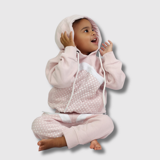 August Dynasty Limited Edition Polka Dot Blush Pink Girls Sweatsuit | Chic & Comfortable Luxury